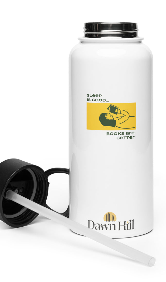 Stainless steel water bottle with a straw lid